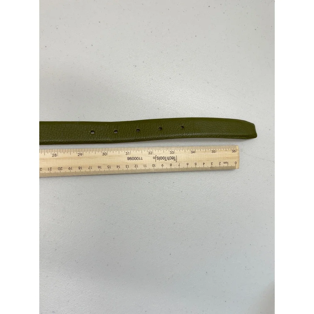 Talbots Olive Green Pebbled Leather Belt Gold Buckle Size S